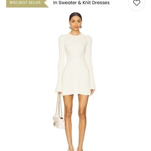 Elegant White Knit Dress - Evalina Mini Dress in Ivory